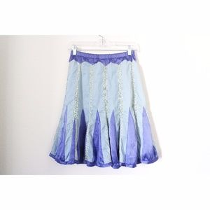 Vintage Blue Silk Ruffle Dancing Skirt Size XS